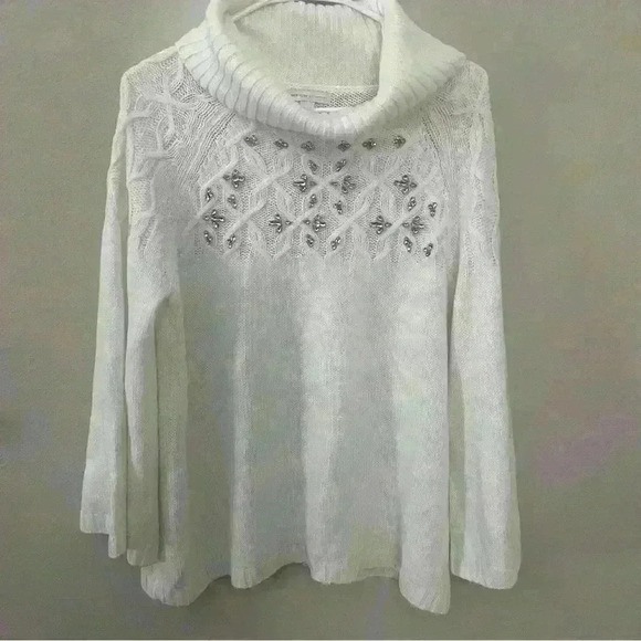 New York & Company Size L beaded knit sweater - Picture 1 of 5